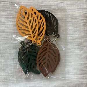 4 sets- Wooden Leaf Boho Earrings NEW!